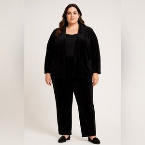 NWT Talbots velour open cardigan straight leg pants lounge suit 2XP velvet set